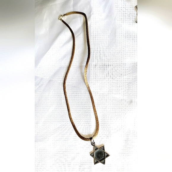 NEW .925 Sterling Silver Star of David Pendant Jewelry! Oxidized. Satin 16" Neck - Picture 3 of 6